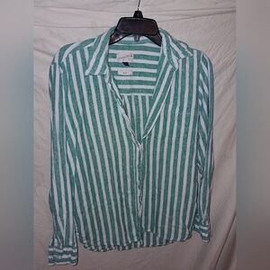 Universal Thread Green and White Striped Top